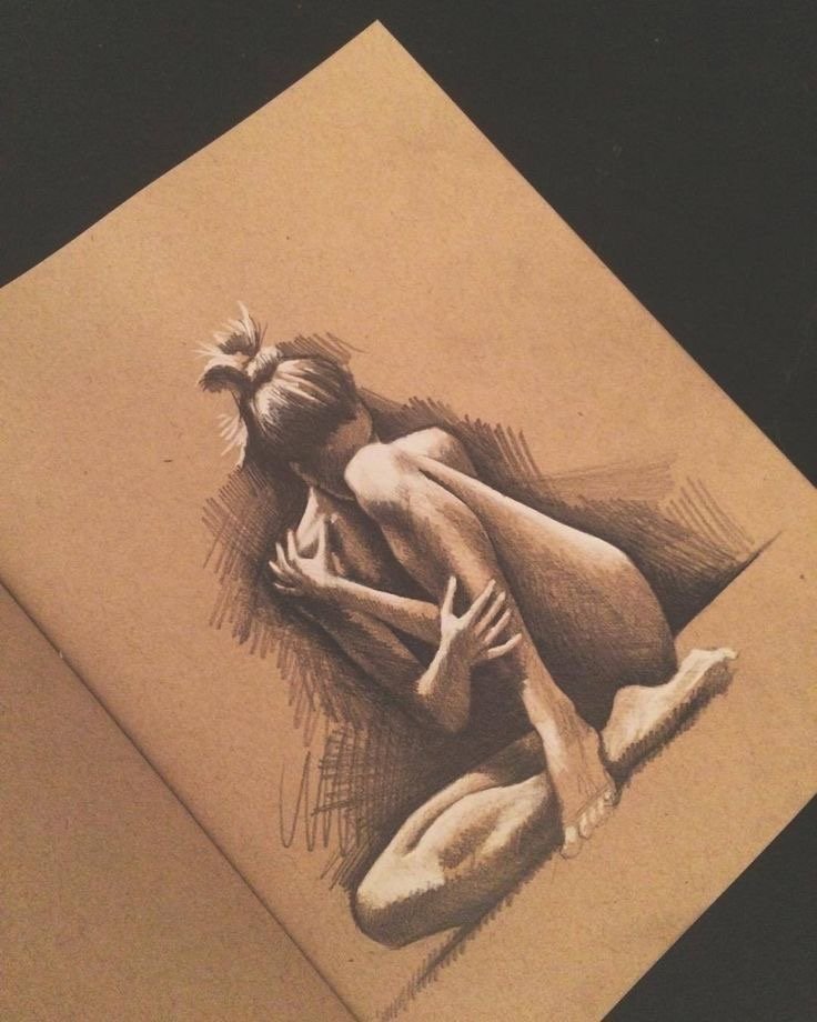 Seated Ballerina Sketch charcoal on toned paper.